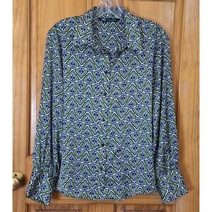 ZARA Shirt Women's Medium MOD Retro Artsy Floral Office Professional Career